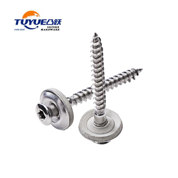 Countersunk Torx HEAD S/S(A2). WOODSCREWS WITH 15MM DIA. S/S(A2). WASHER AND NEOPRENE SEALING WASHER (ASSEMBLED)