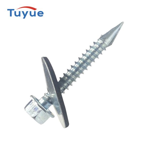 EPDM Washer Zinc Plated Hex Head Self Drilling Screws Spoon Point